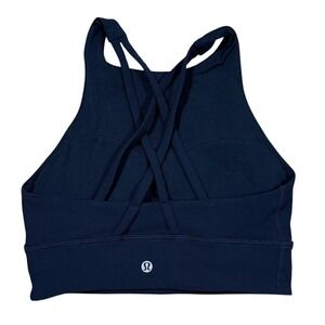 Lululemon Energy‎ Bra Size 4 Long Line Navy Strappy Back Medium Support Athletic